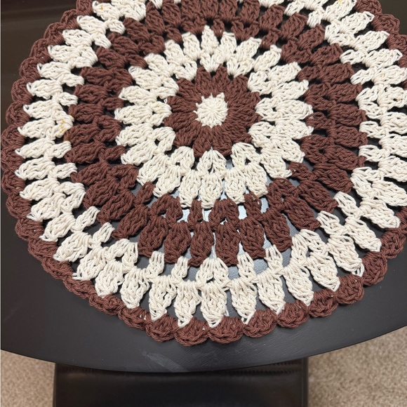 Other - Handmade Crochet Round Doily in Brown and Cream